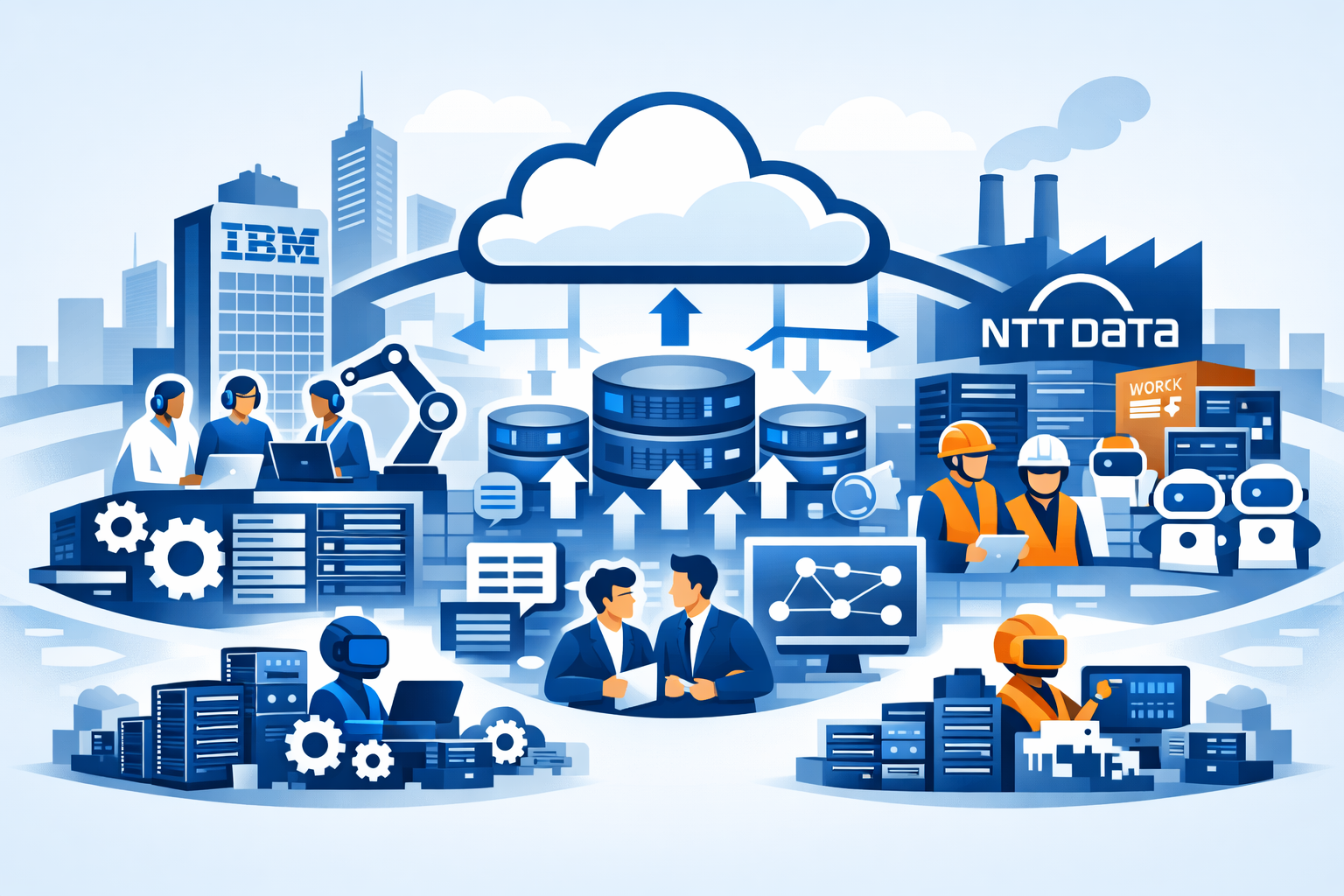 IBM and NTT DATA teams building cloud and AI delivery capacity around Google Cloud